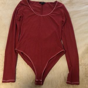Maroon long sleeve bodysuit